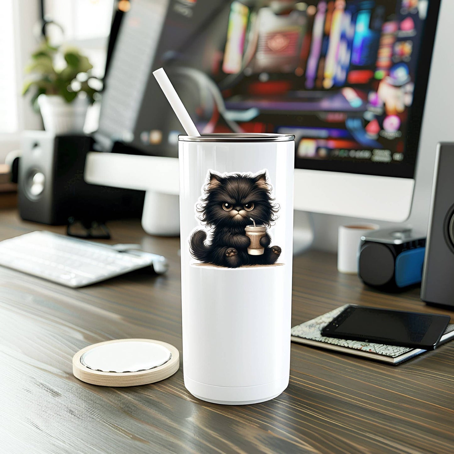 Sticker MMT - Grumpy Coffee Cat Vinyl
