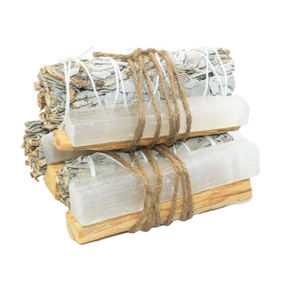 White Sage with Palo Santo & Selenite - Smudge Bundle (no charm)