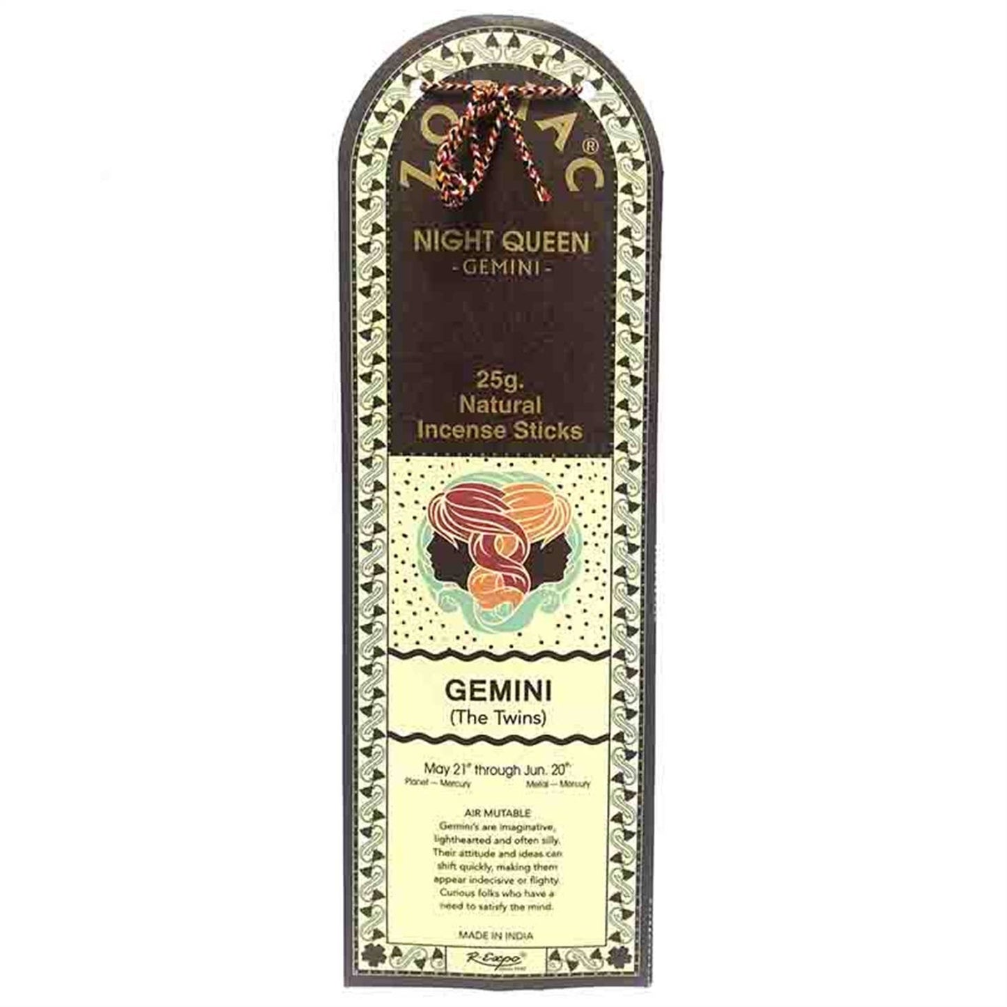 Zodiac Incense- Gemini: 25 g. / Night Queen