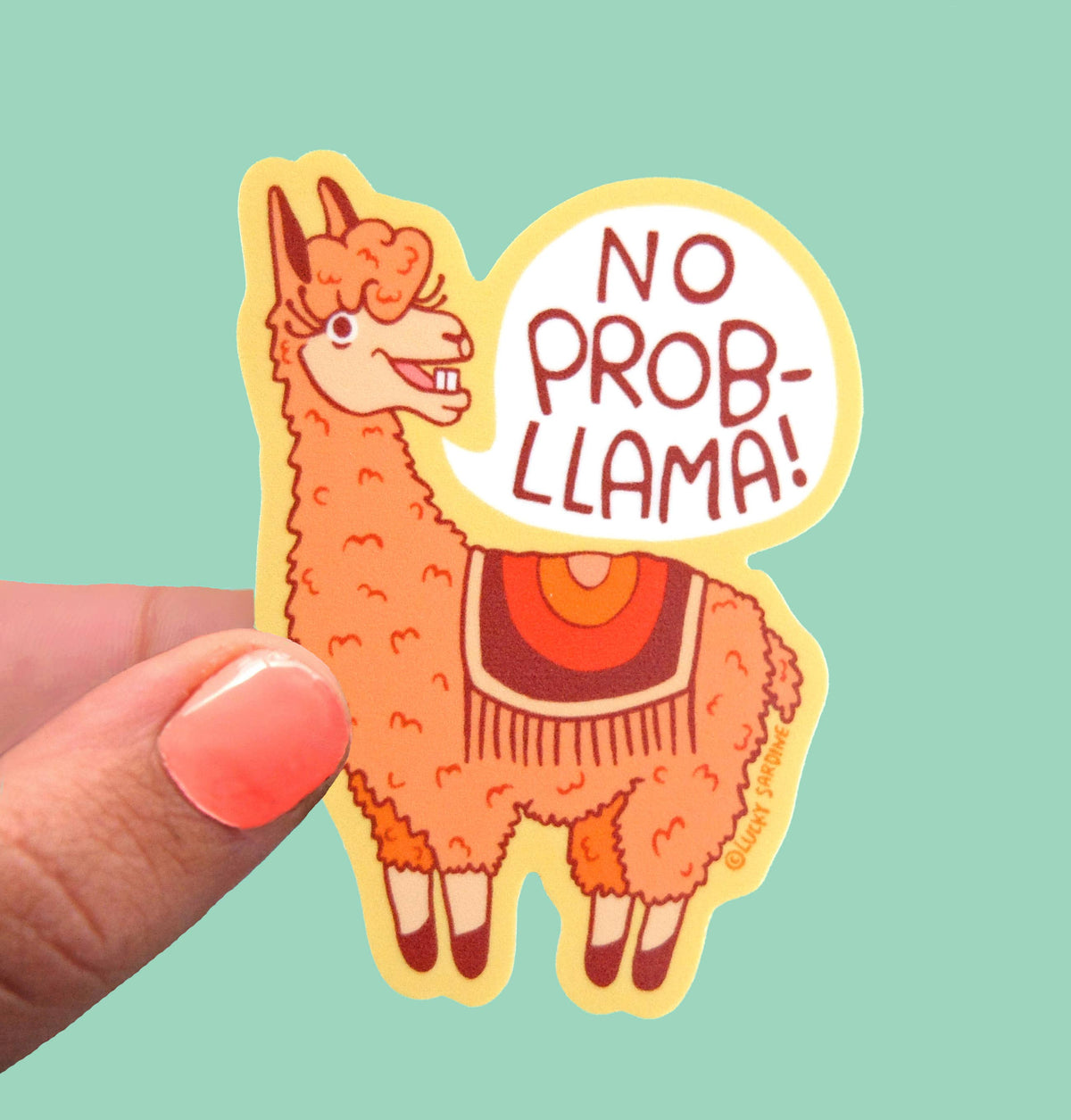 LS - Llama, No Prob-Llama, Retro Vinyl Sticker