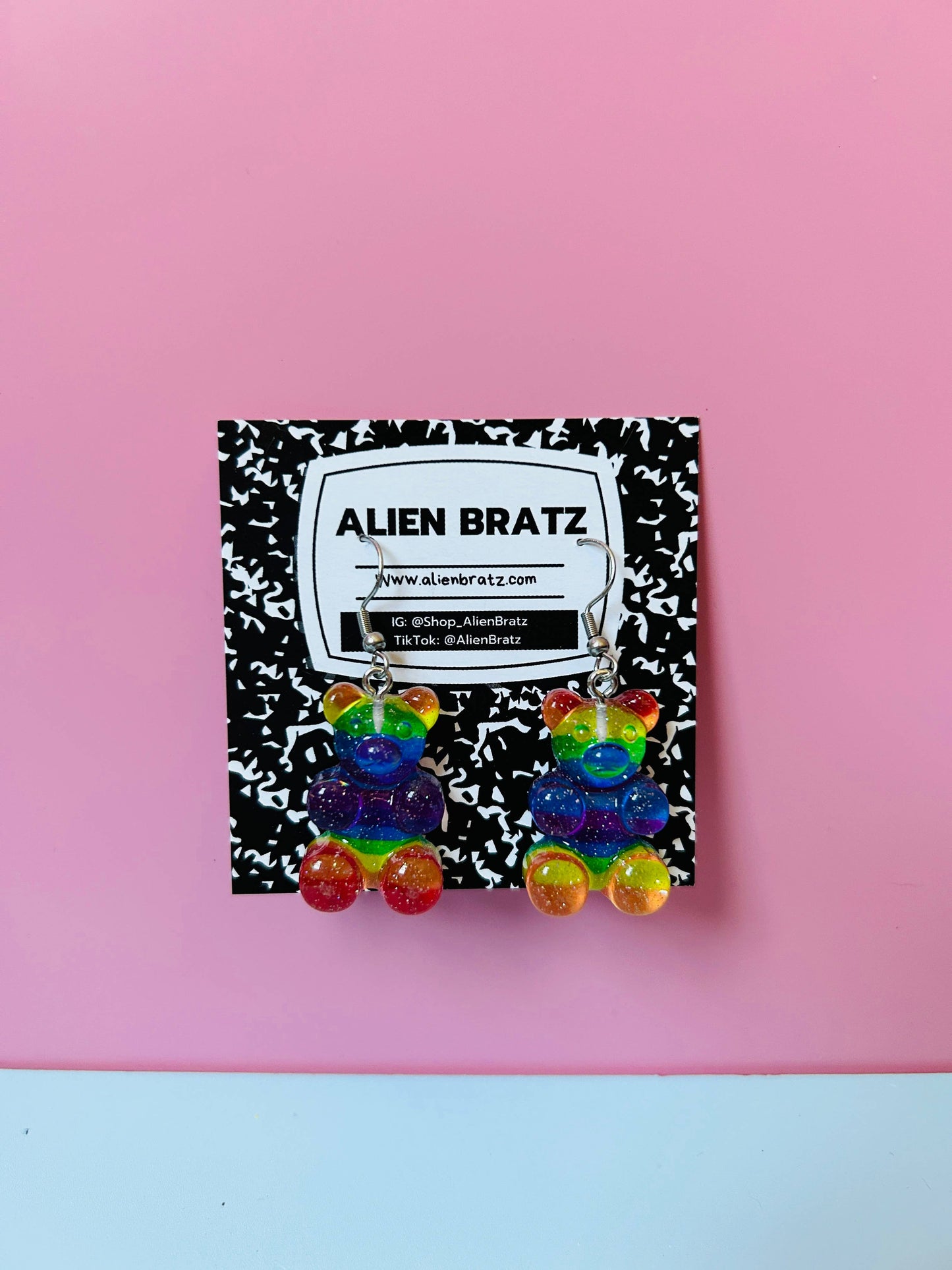Rainbow Bear Earrings Rainbow Earrings Pride Earrings 