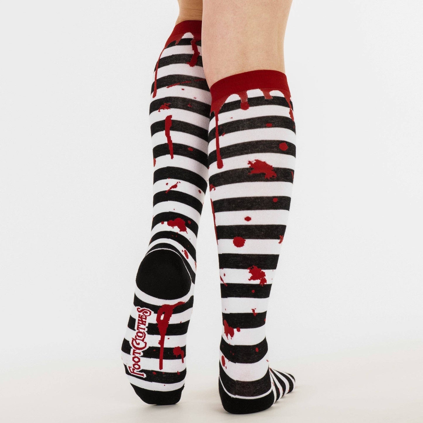 Socks - Foot Clothes - Sanguine Stripes Blood Spatter Knee High