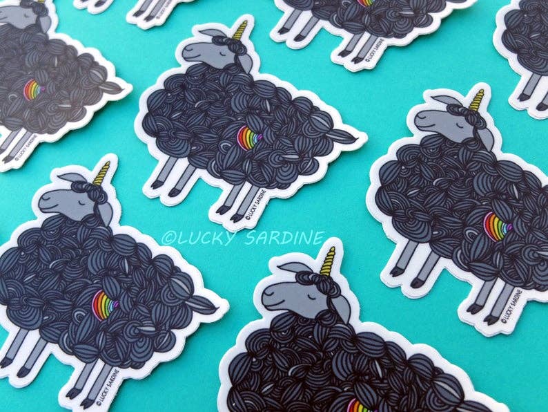 Sticker - LS - Black Sheep Unicorn, Magical Rainbow Self Love