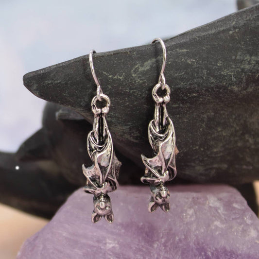 Earrings - Creature of the Night Silver Bat