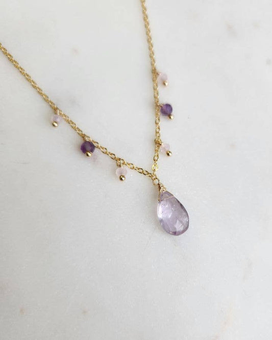 Light Amethyst Valentine's Fringe Necklace