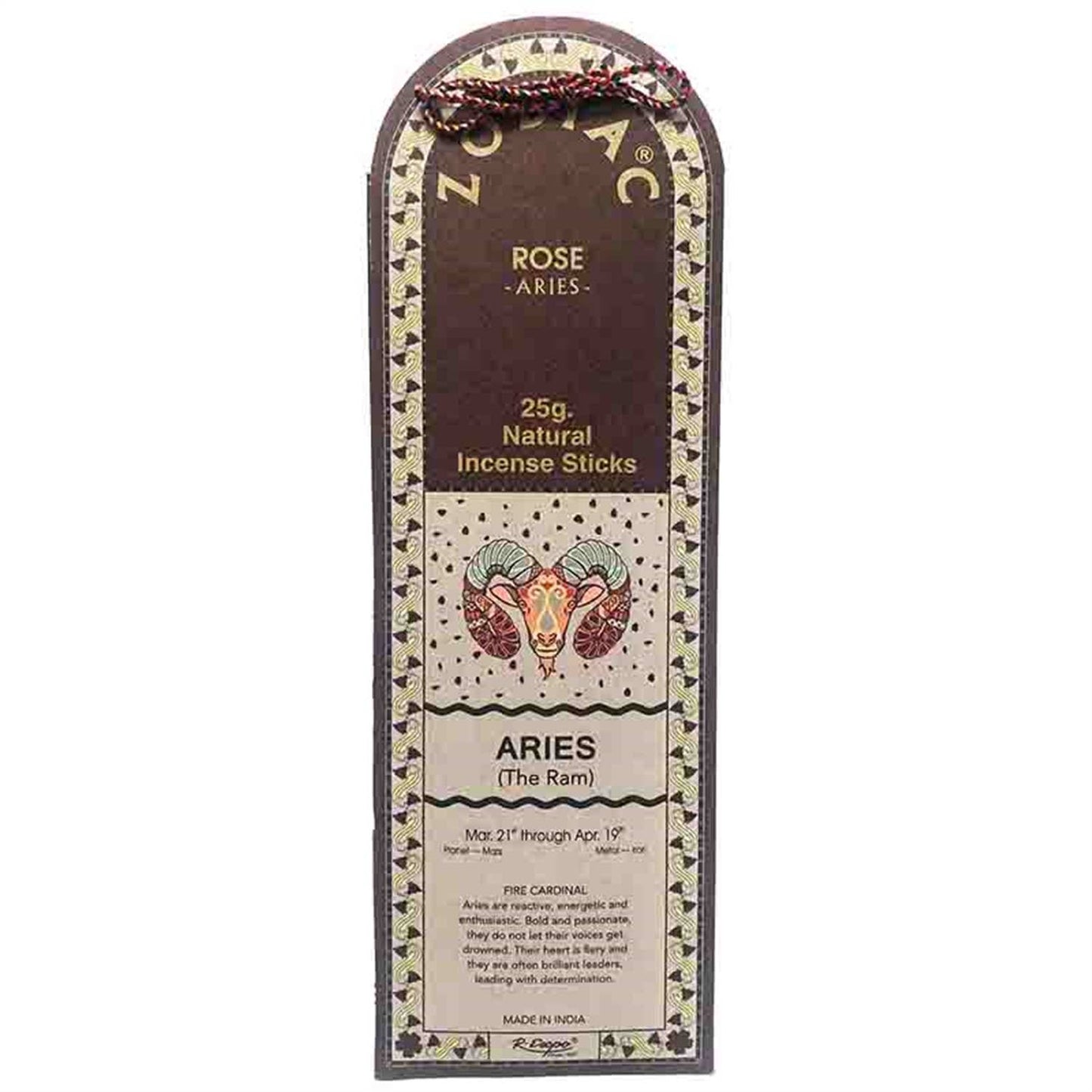 Zodiac Natural Incense- Aris: Rose / 25 g.