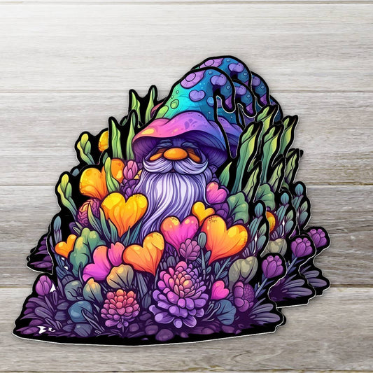 Stickers OZ - Colorful Gnome in the Flowers