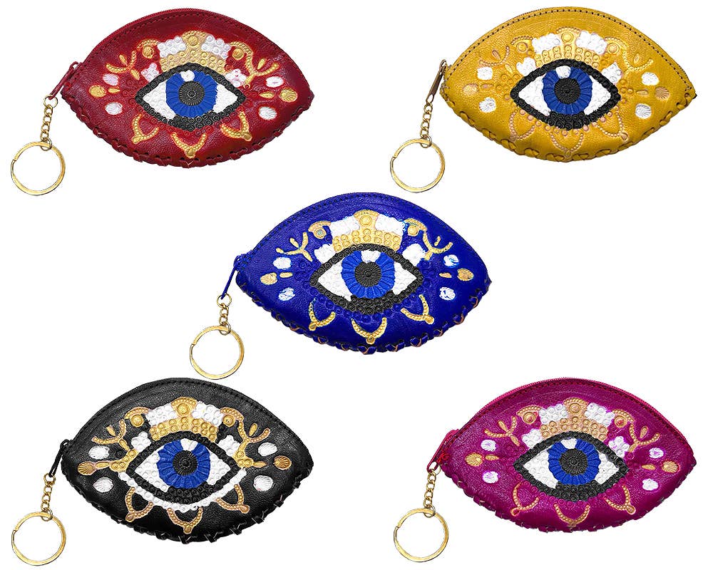 Evil Eye Leather Coin Purse