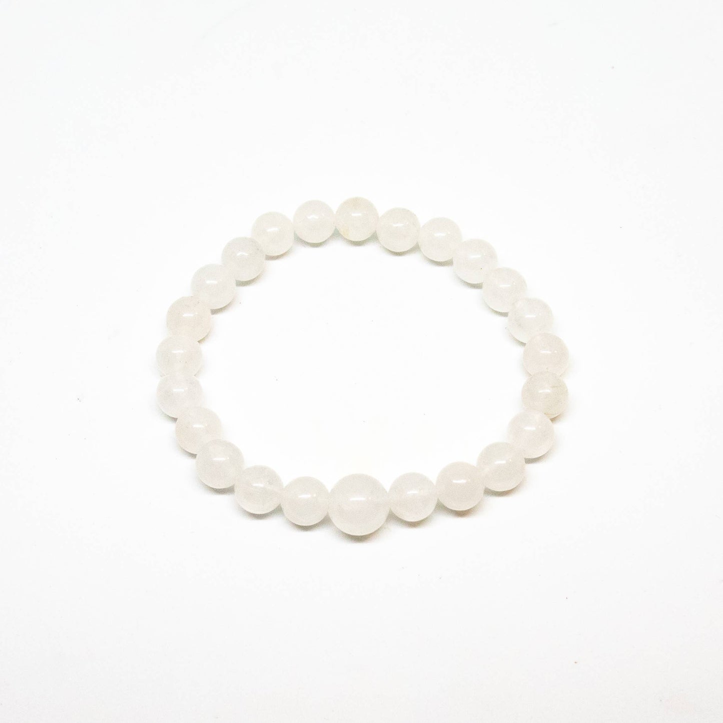 White Jade Beaded Bracelet - Wrist Mala - 8mm