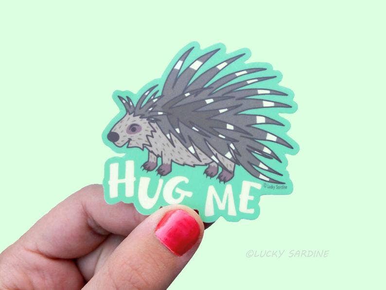 Sticker - LS - Porcupine Hug Me, Not A Hugger