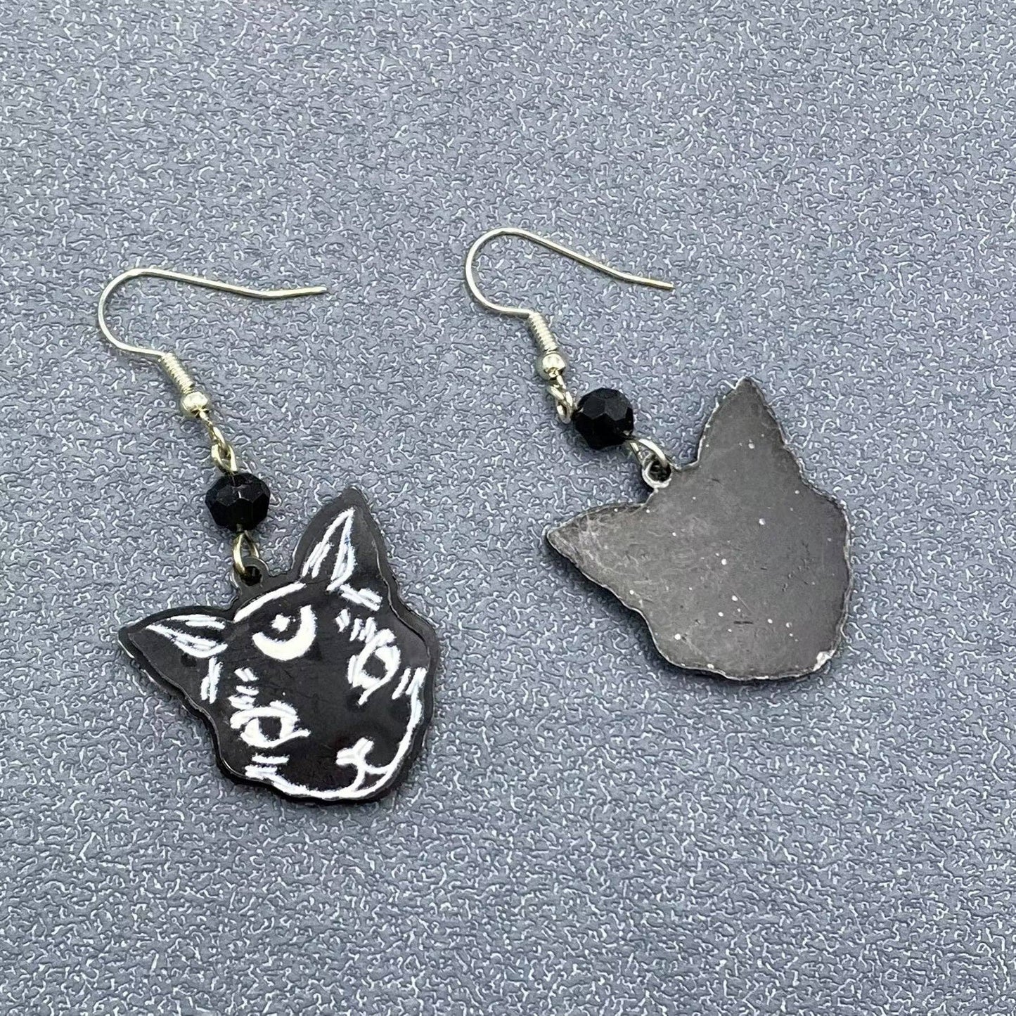 Black Moon Cat Earrings