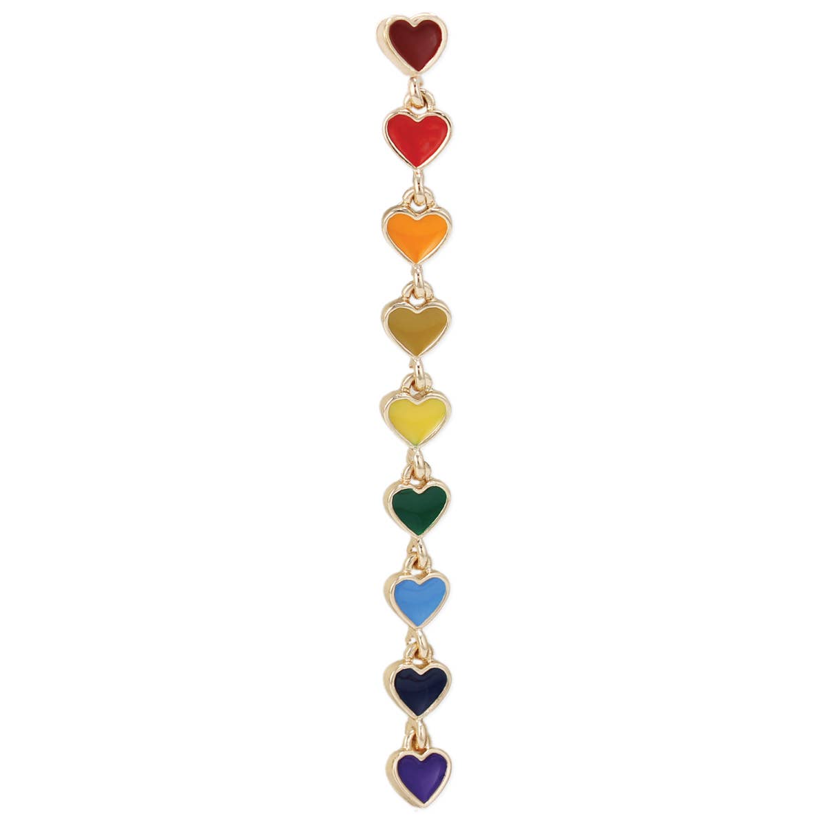 Earrings - Rainbow Hearts Gold Linear Post