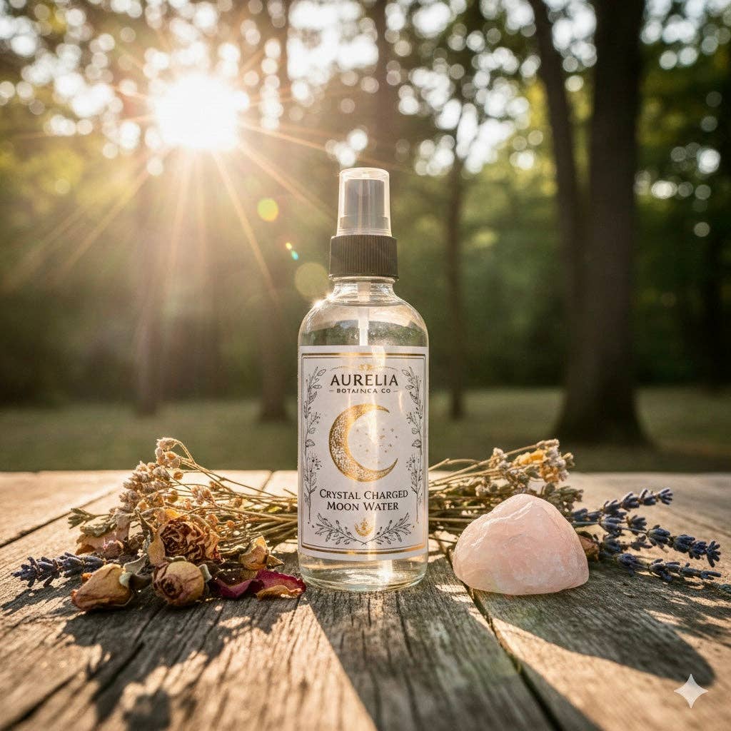 Rose & Sage Moon Water | Crystal Infused Aura Mist for Cleansing, Protection & Heart Healing | Full Moon Ritual Spray | Energy Clearing Botanical Mist: 2 fl oz