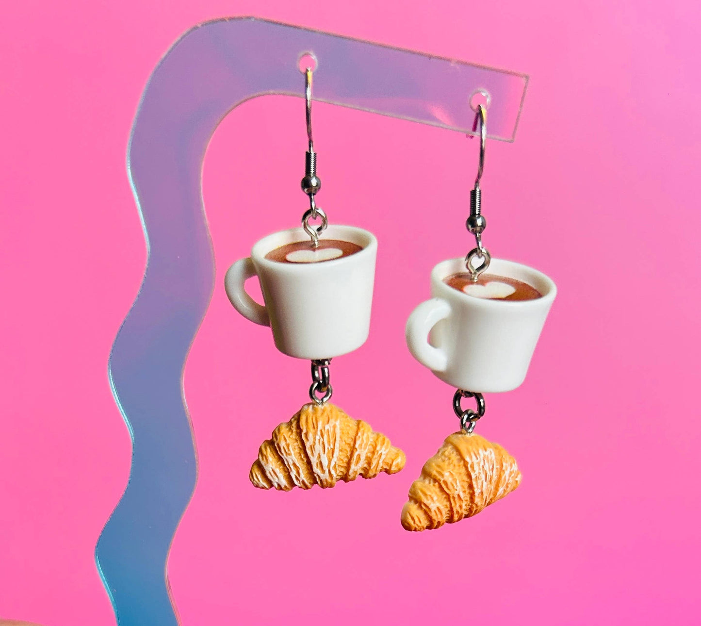 Coffee Earrings Croissant Earrings Food Earrings