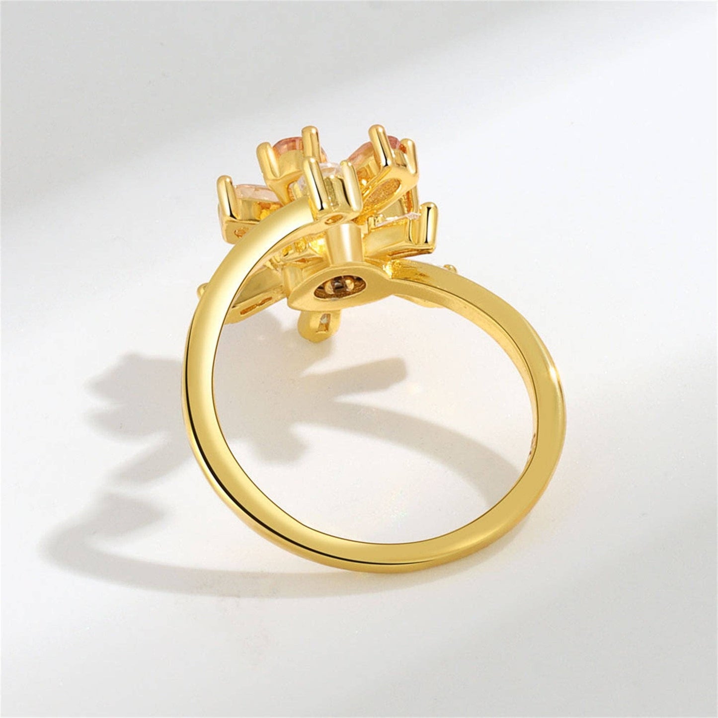 Orange Flower Anxiety Fidget Spinner Ring in Solid Copper: Silver