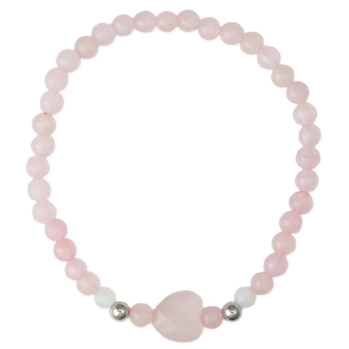 Rose Quartz Heart Beaded Stretch Bracelet