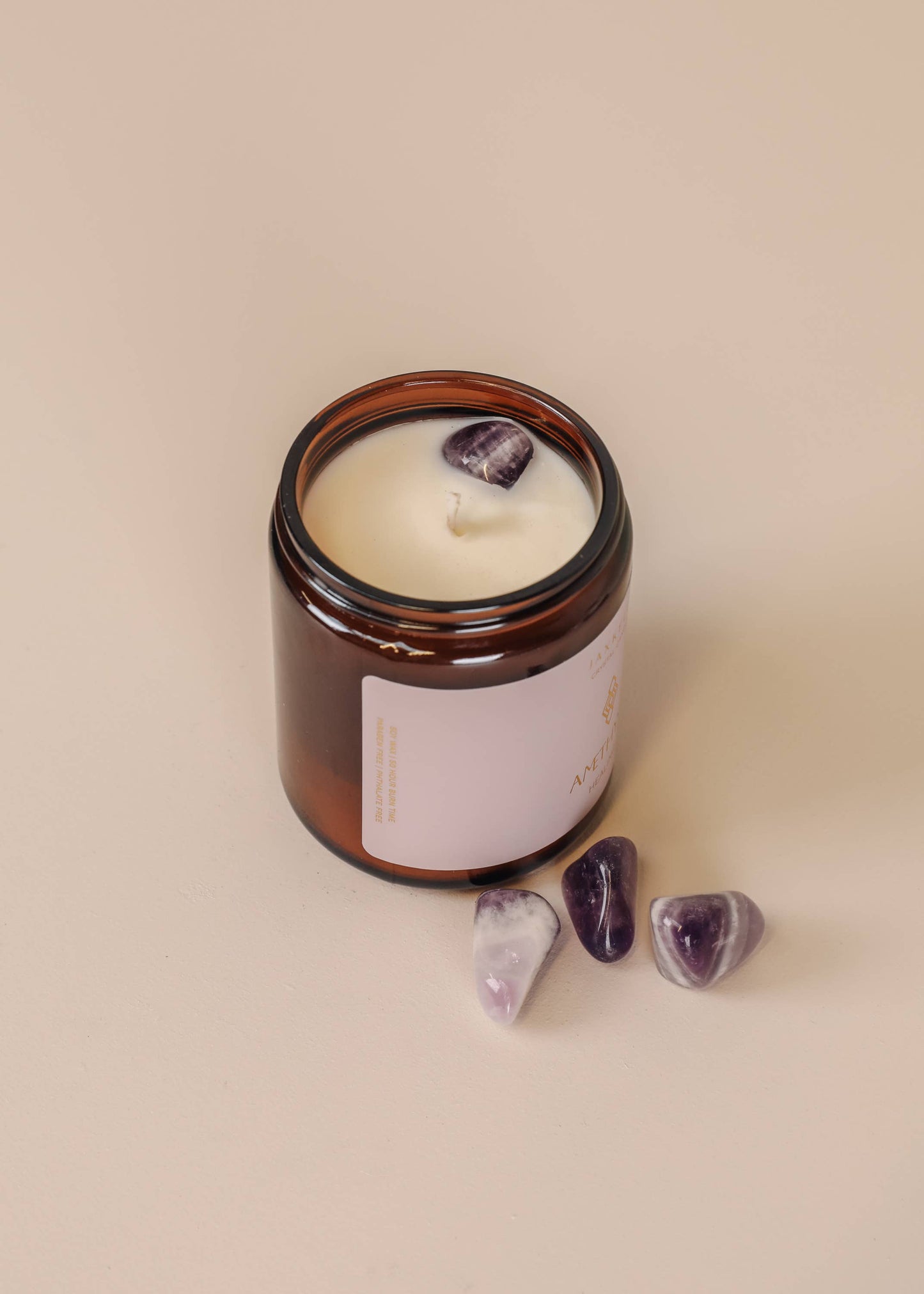 Amber Crystal Candles - Amethyst - Healing