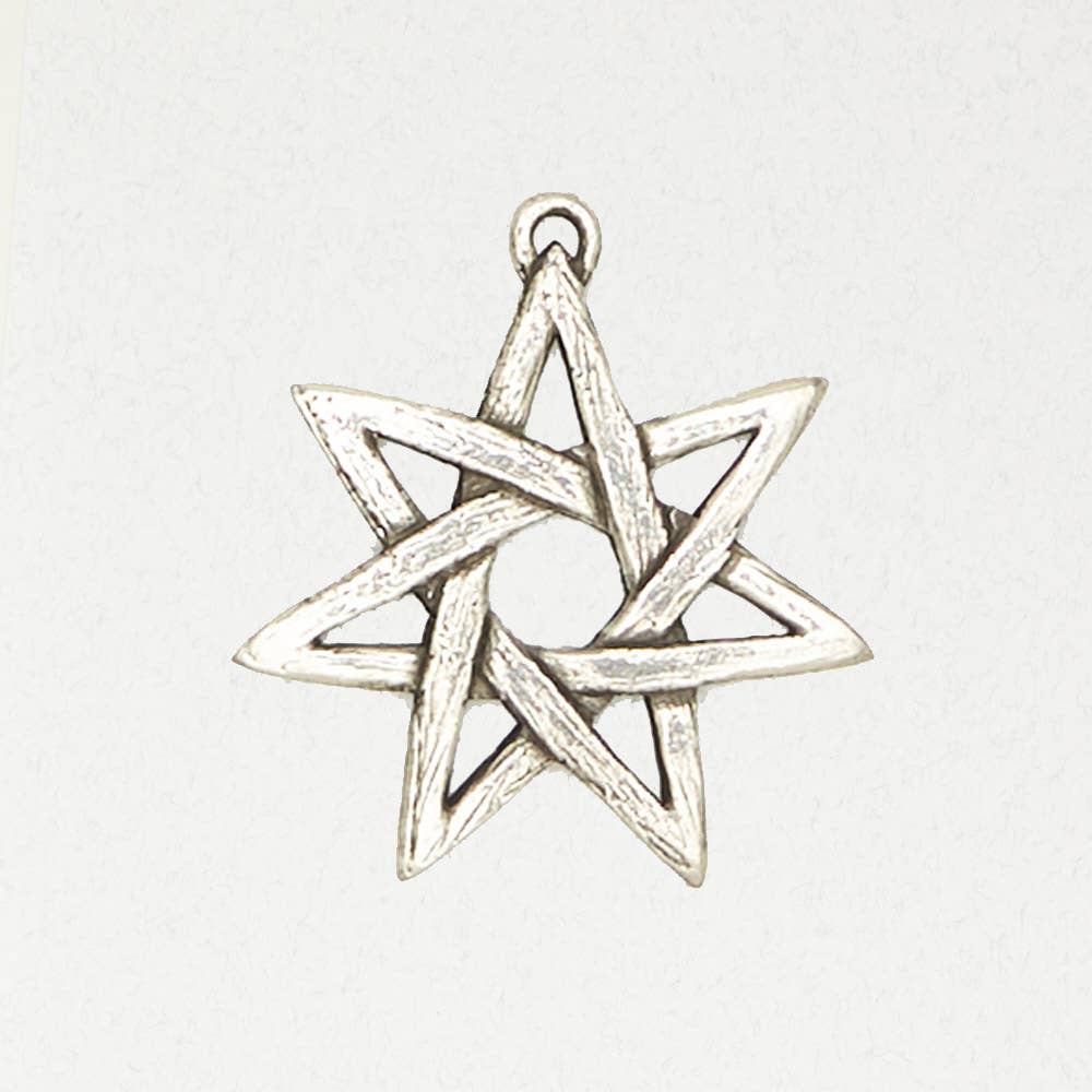 Wicca Pewter Pendant Necklace -  Seven Pointed Star: Pewter