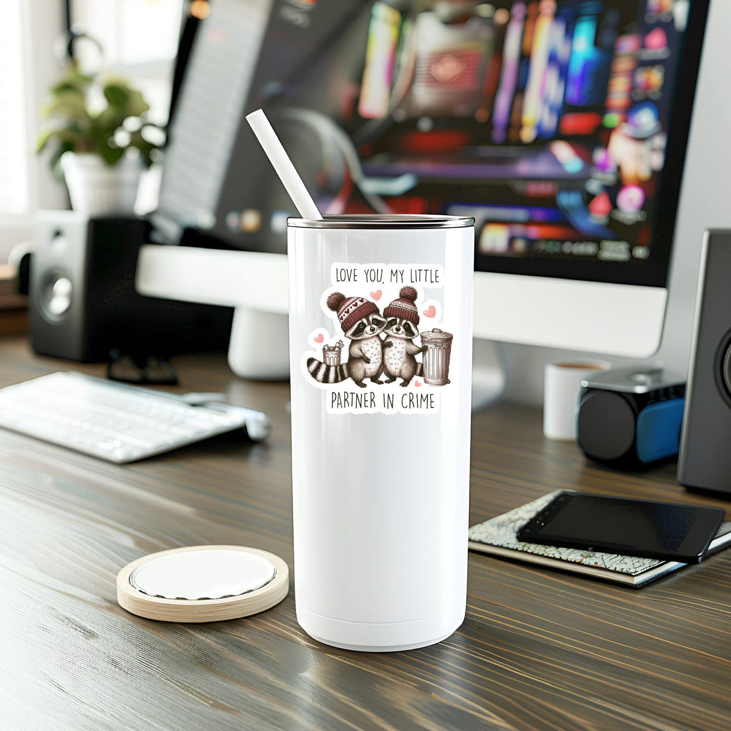 Adorable Partner In Crime Vinyl Sticker