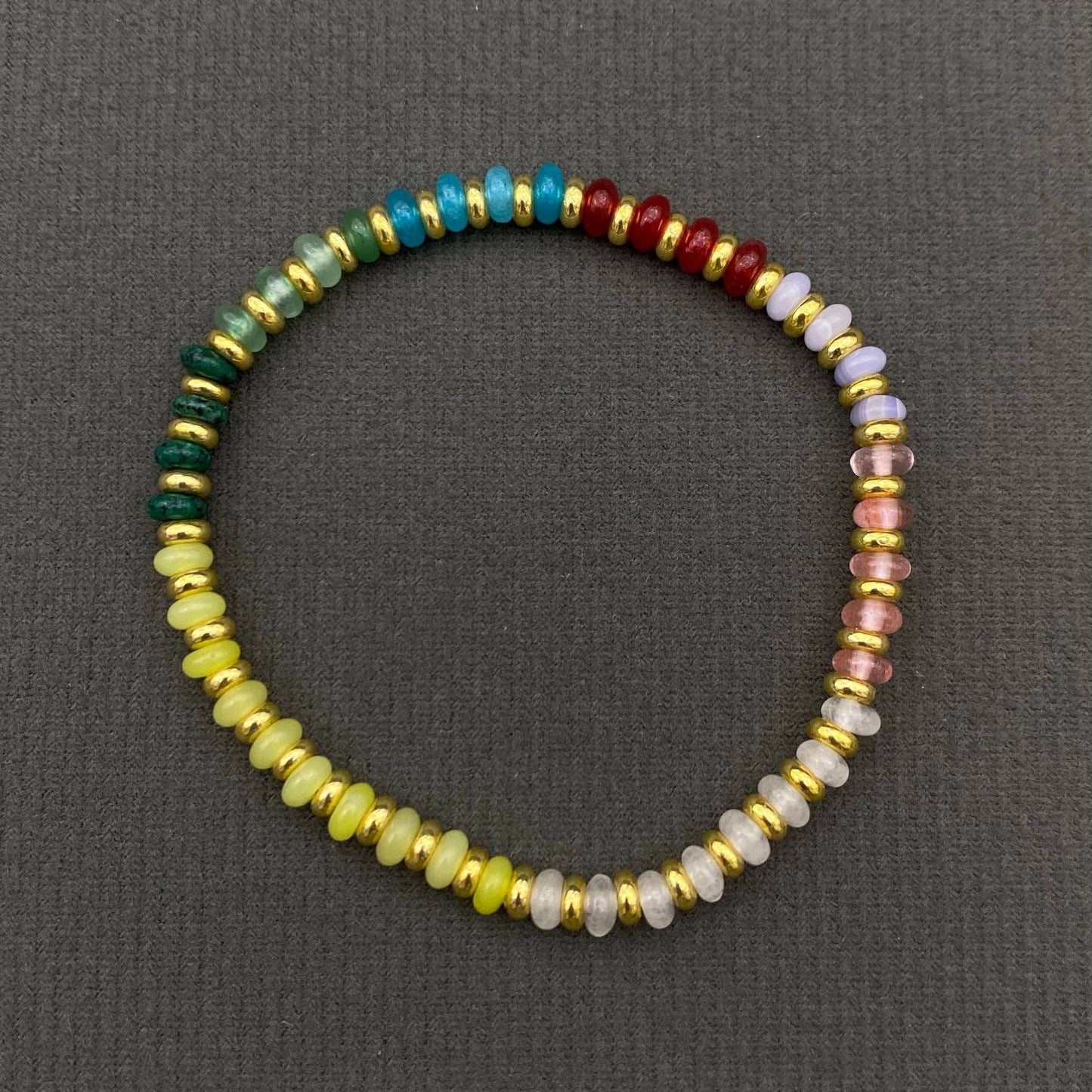 Beaded Bracelet 10 - 4mm 18K Gold Plated Copper Beads Stone