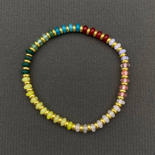 Beaded Bracelet 10 - 4mm 18K Gold Plated Copper Beads Stone