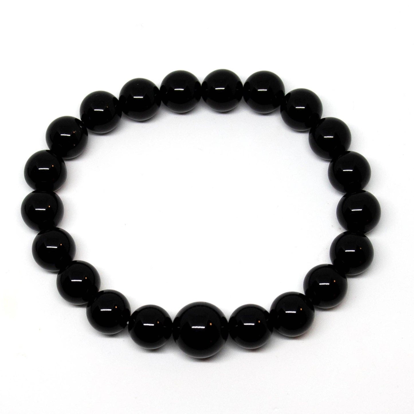 Beaded Bracelet 10 - Long Size Black Obsidian Wrist Mala 10mm