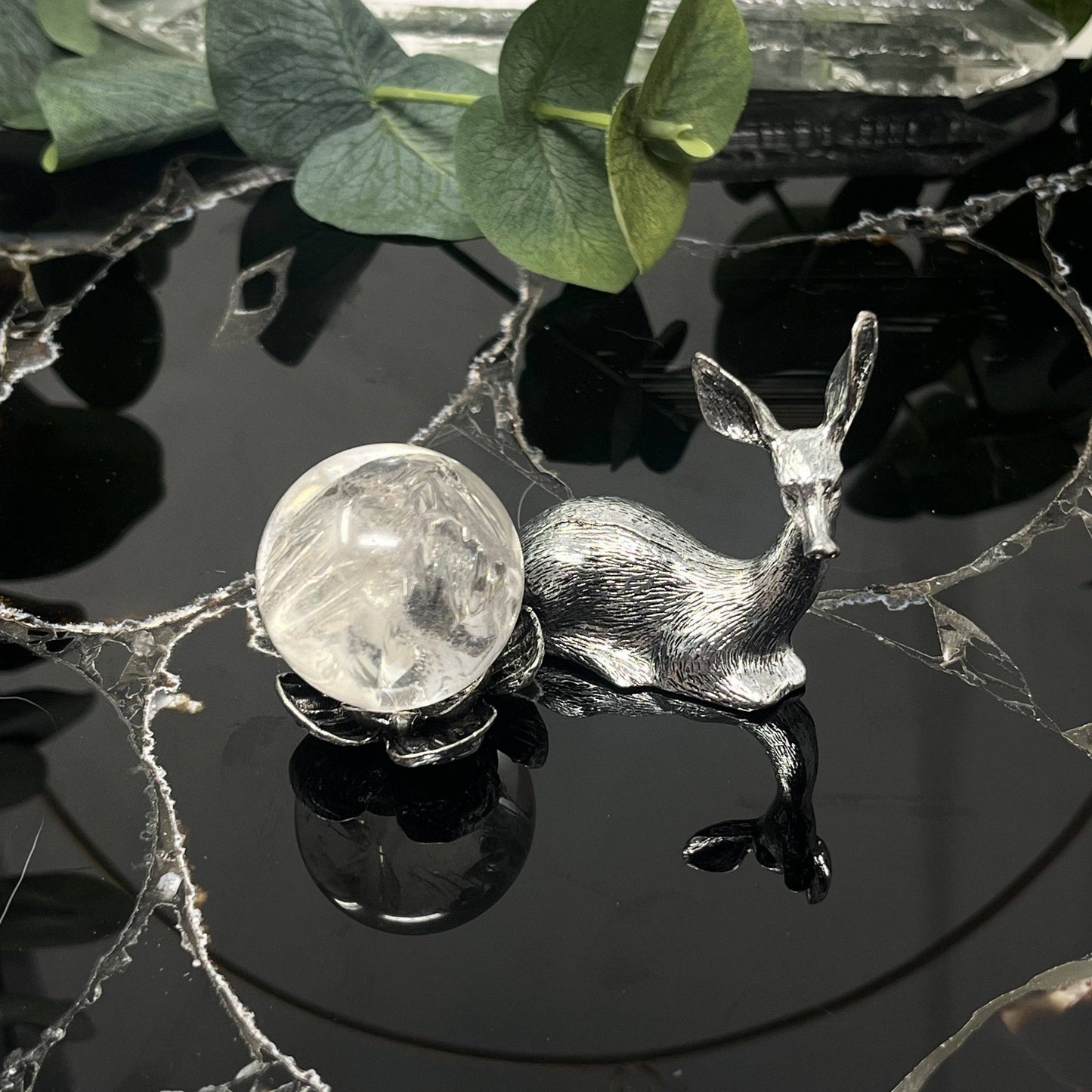 Silver Deer Sphere Stand
