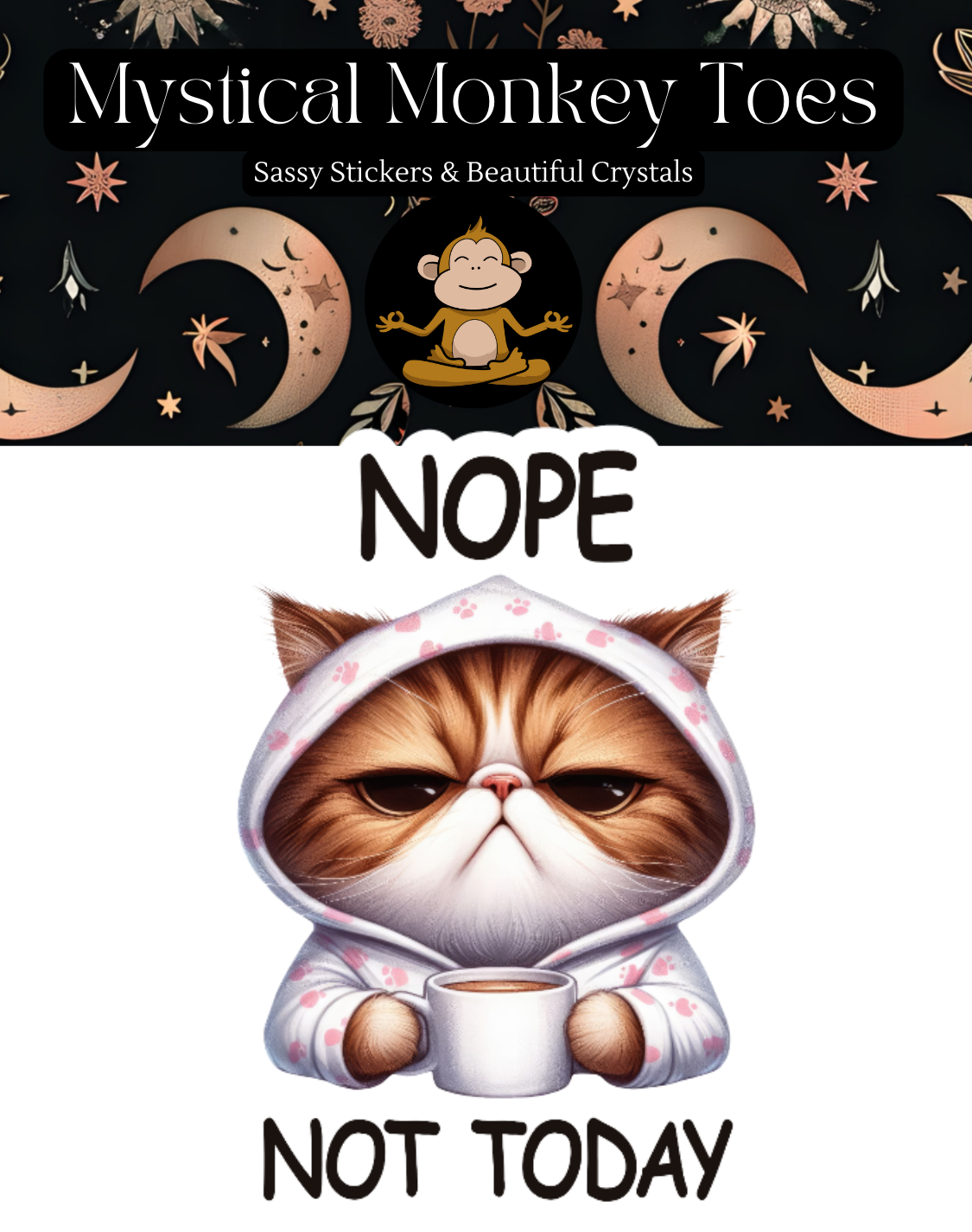 Funny Nope Cat Sticker | Laptop Sticker | Vinyl Sticker