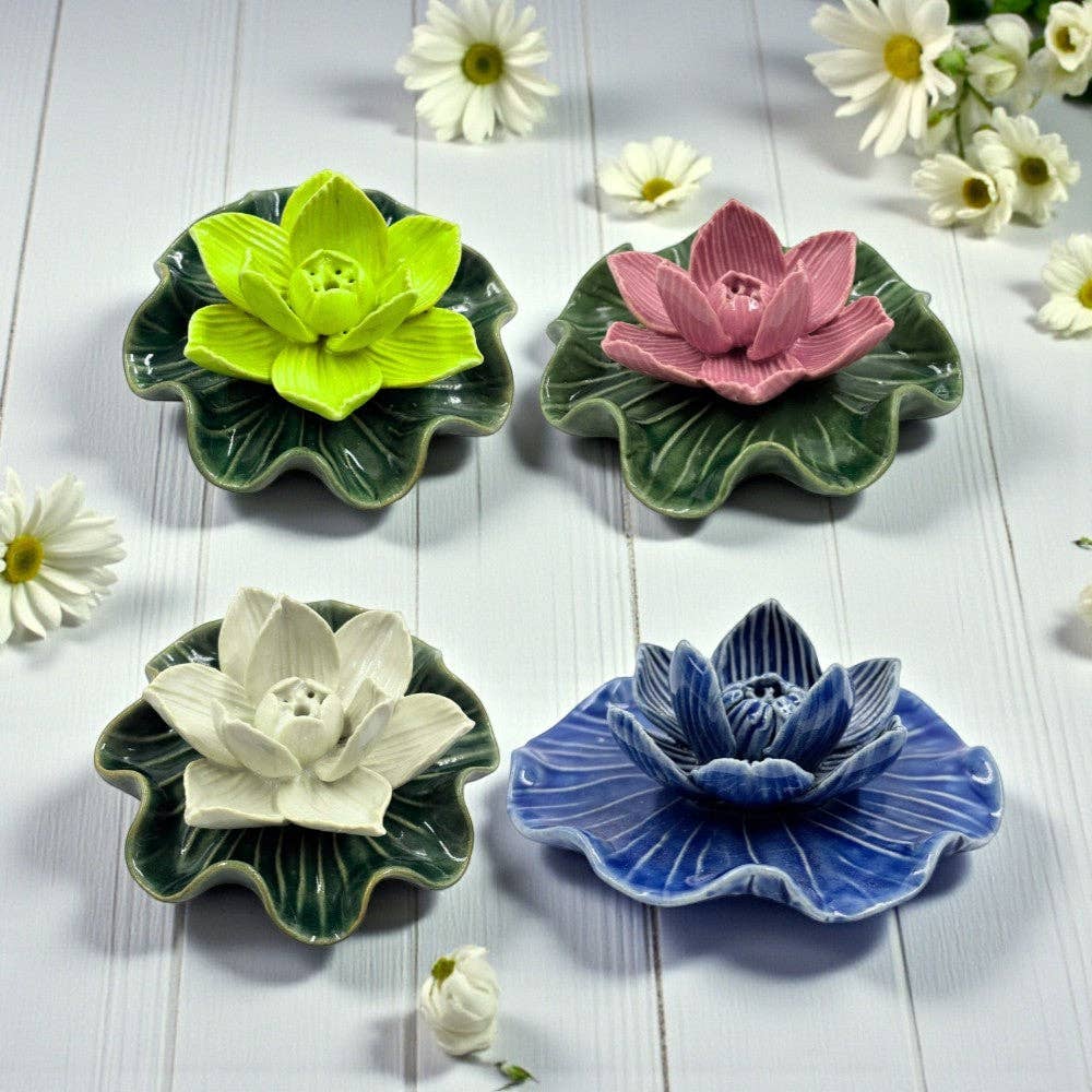 Ceramic Lotus Leaf Incense Holder