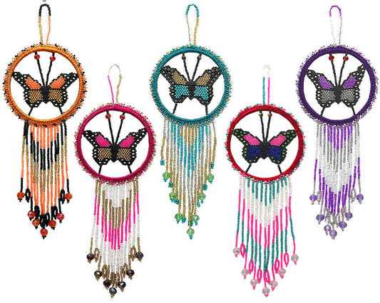 Seed Bead Butterfly Dream Catcher Hanging Ornament