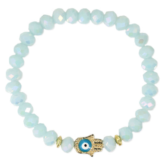 Twinkling Eye Blue Bead Stretch Bracelet