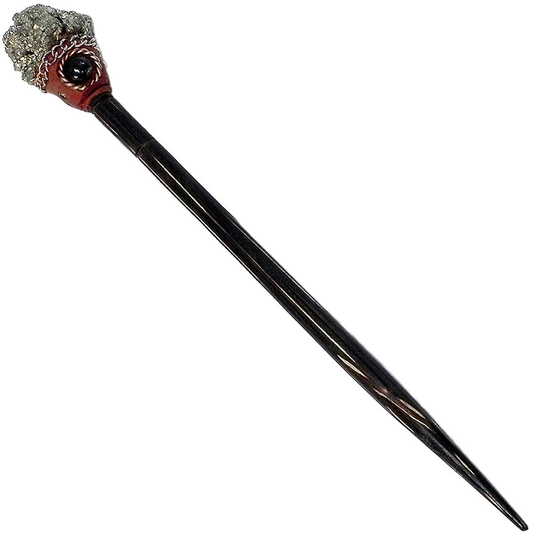 Wooden Hair Sticks - Natural Raw Stone