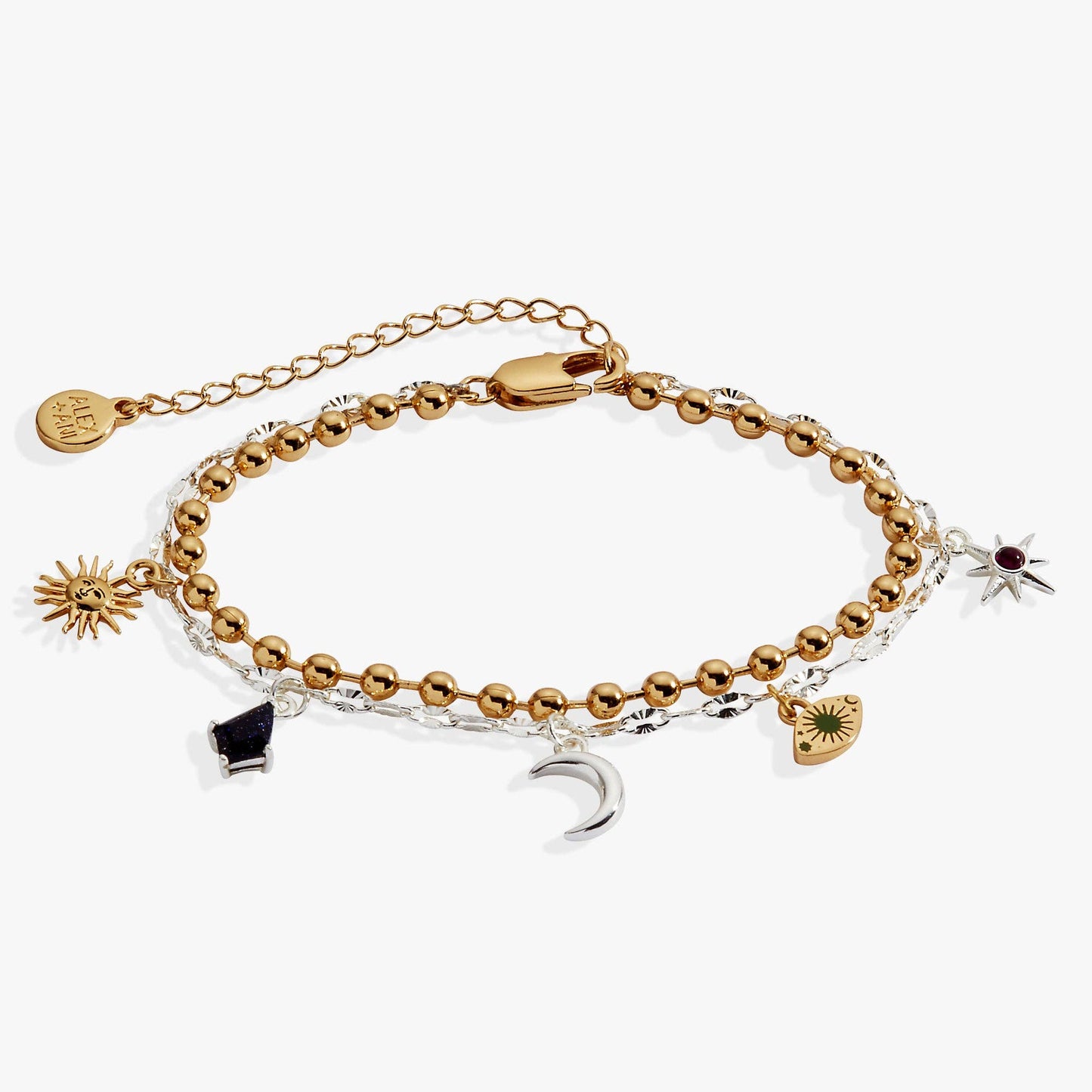 Moon Magic 2 Row Charm Bracelet: Two Tone