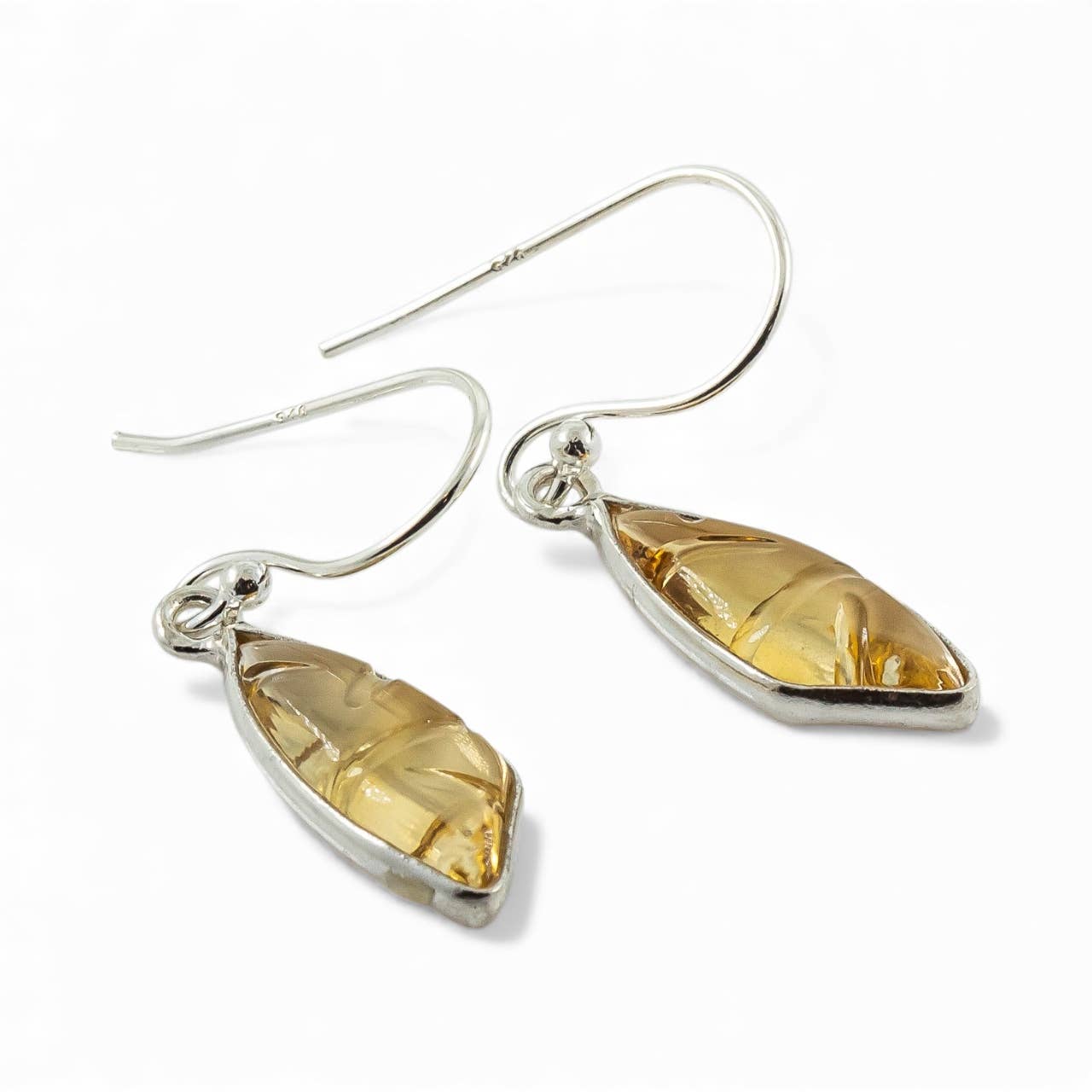 Citrine Earrings Sterling Silver Dangling