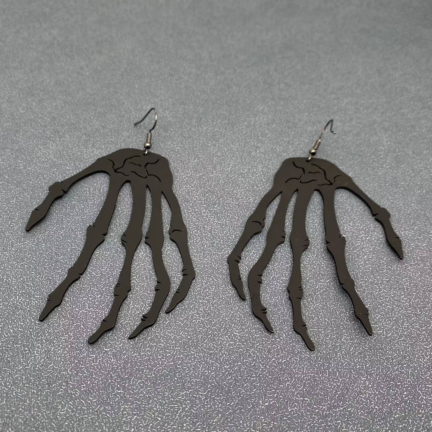 Earrings - Gothic Black Skeleton Hand Dangle