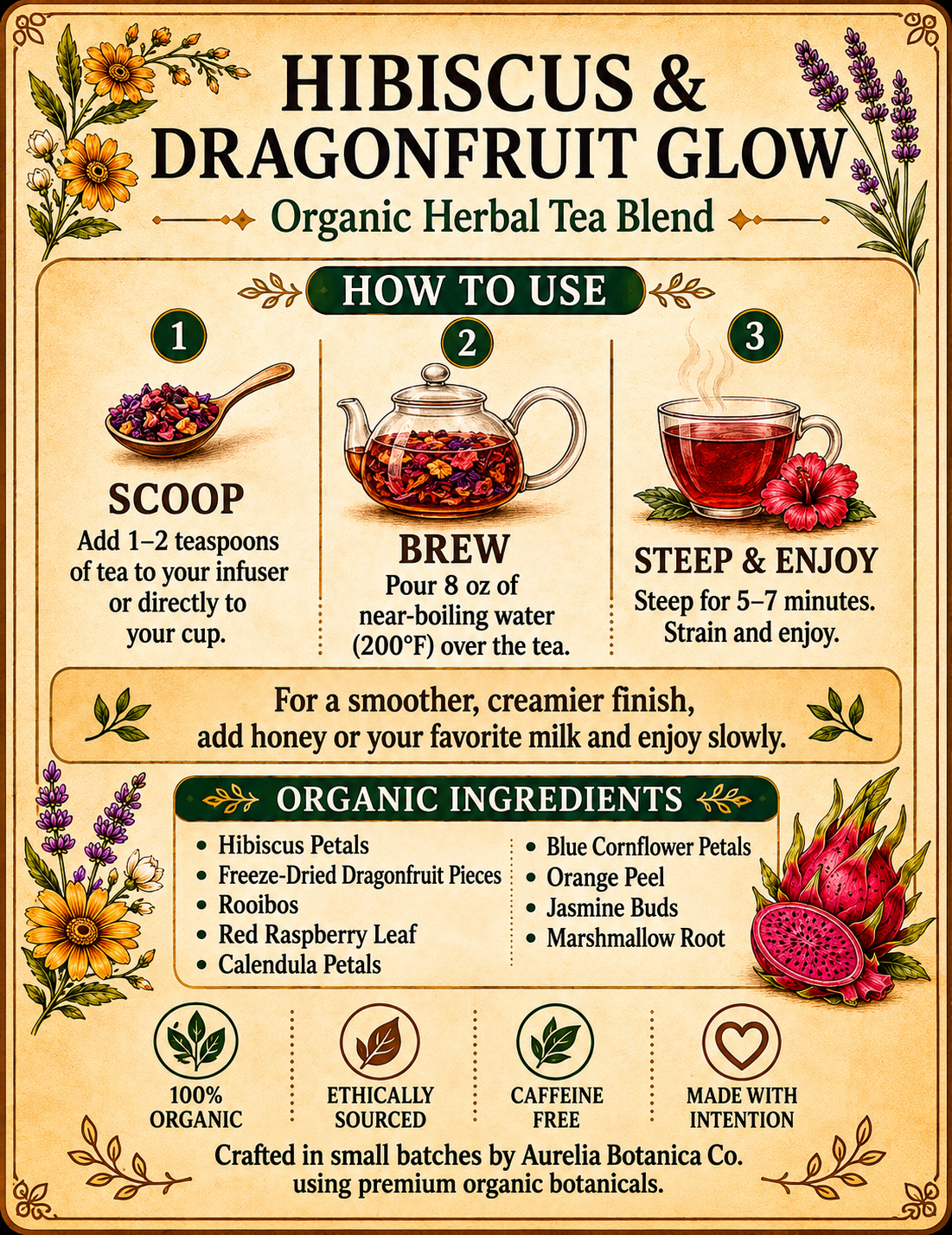 Hibiscus & Dragonfruit Glow | Loose Leaf Herbal Tea | Fruity Botanical Tea: 1 oz Sample