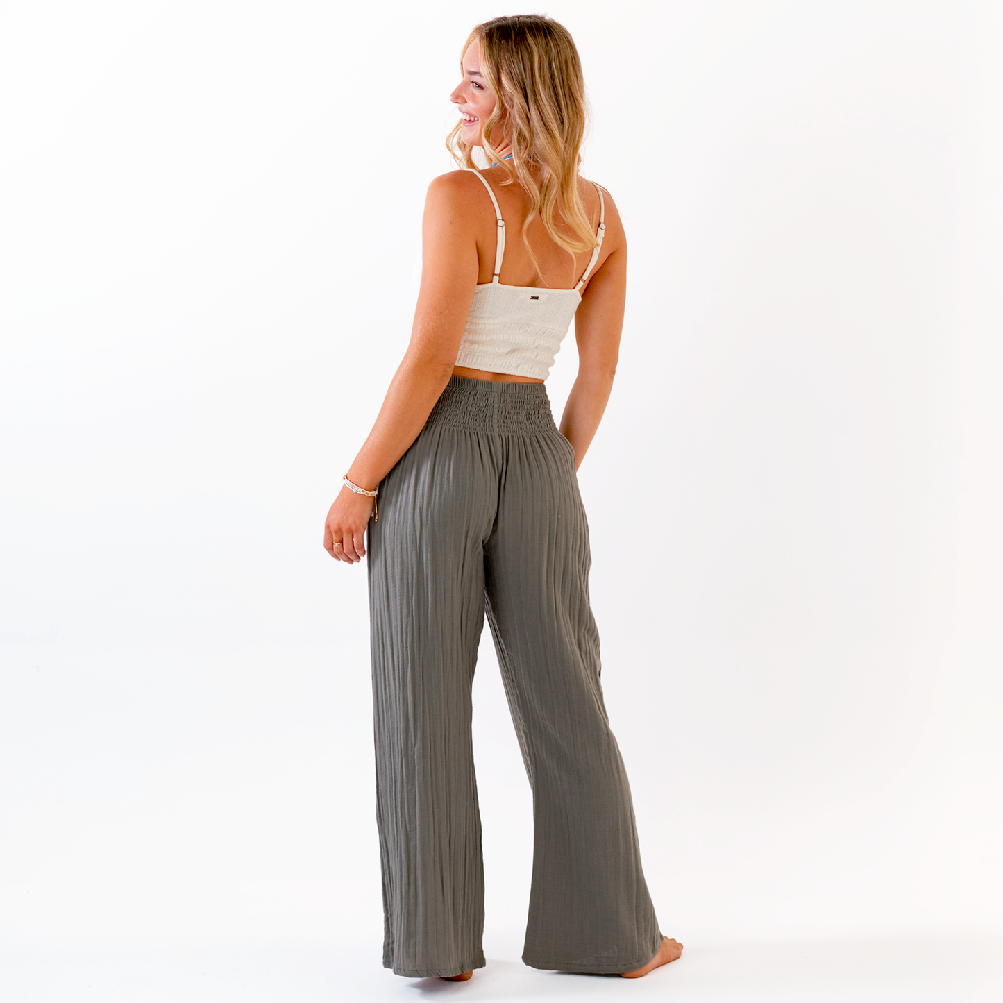 Granite Wide Leg Cotton Pants: M