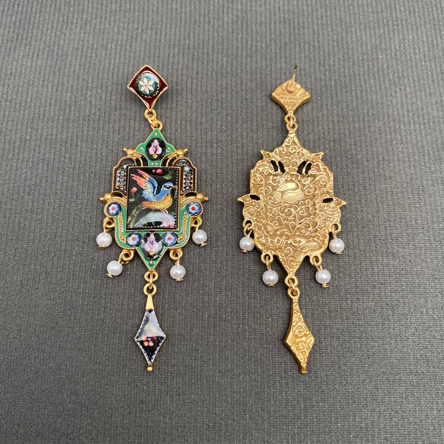 Earrings - Vintage Bird Pattern
