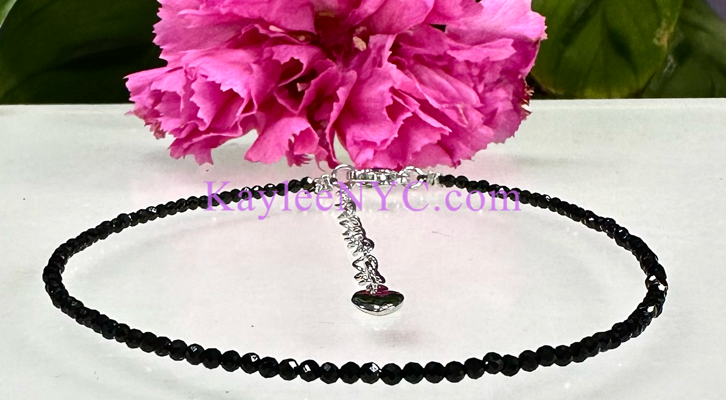 Anklet - 2mm Natural Black Spinel