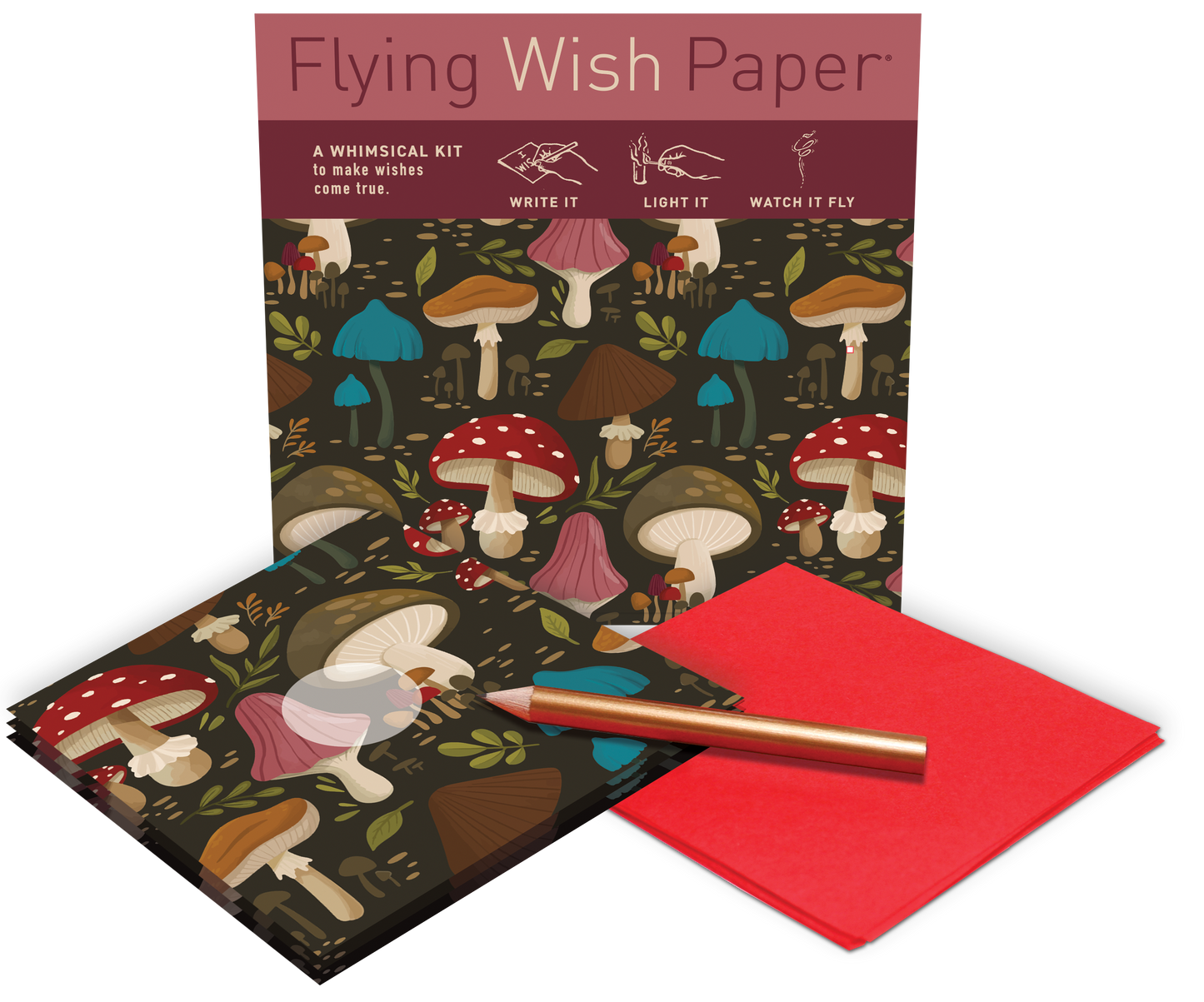 Flying Wish Paper - Mushrooms / Wish-Making Kit / 15 WISH PAPER™ + Accessories