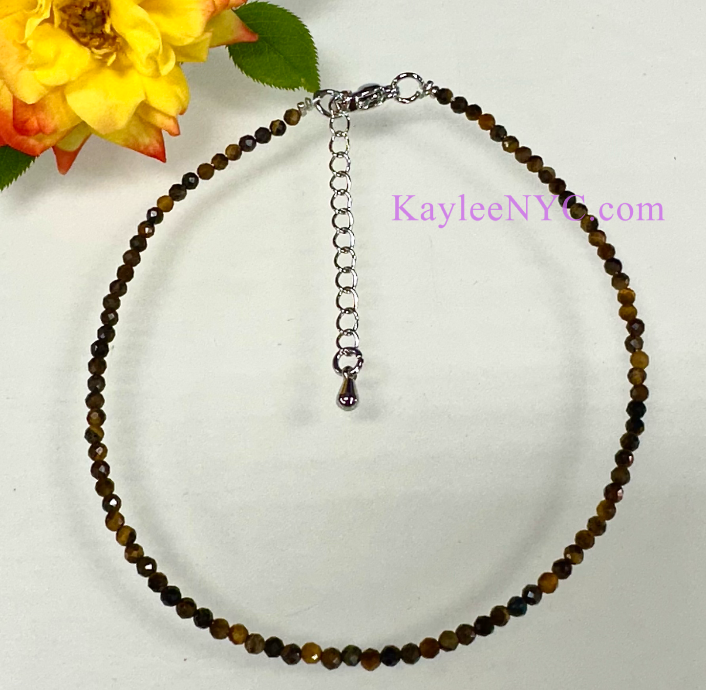 Anklet - 2mm Natural Tiger Eye