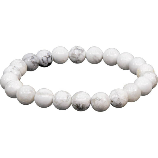 Elastic Bracelet 8mm Round Beads - Howlite (Each)