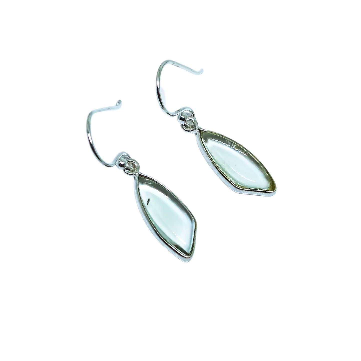 Green Amethyst Abstract Dangling Earrings Sterling Silver
