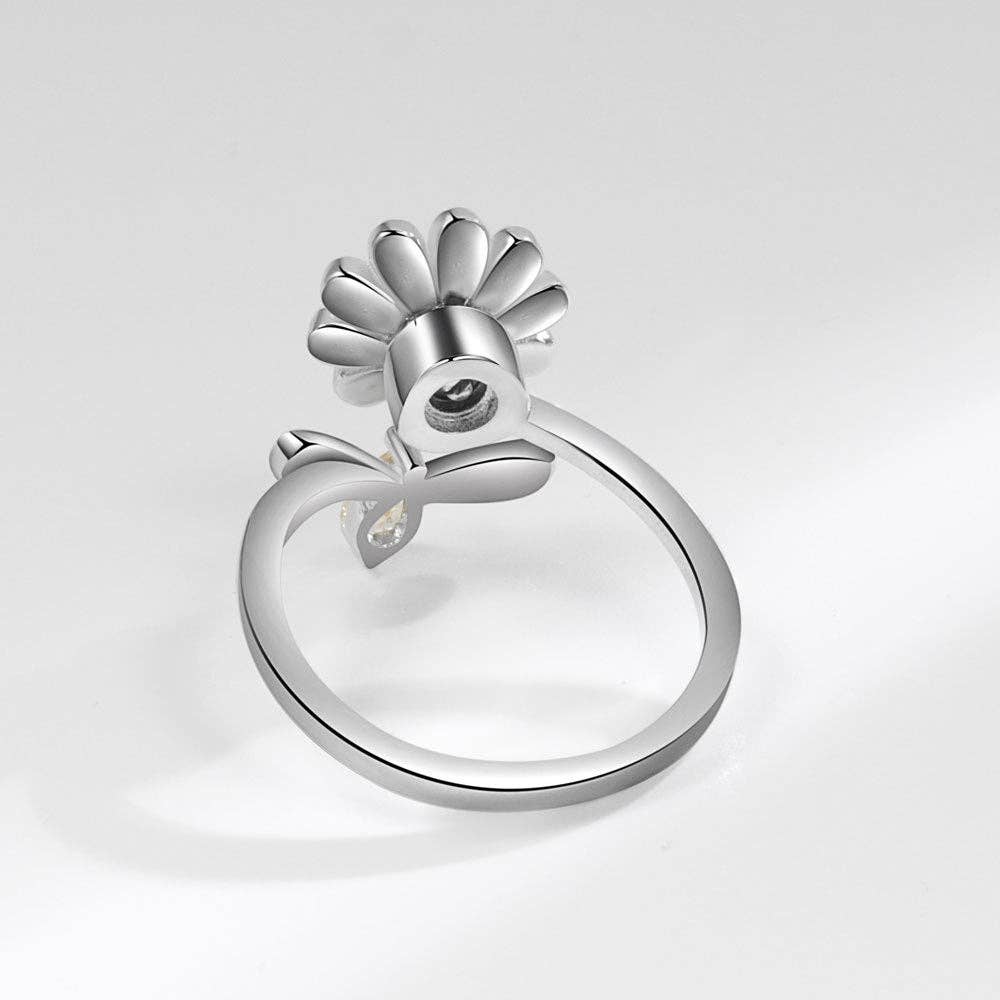 Flower Bee Anxiety Fidget Spinner Ring in Solid Copper