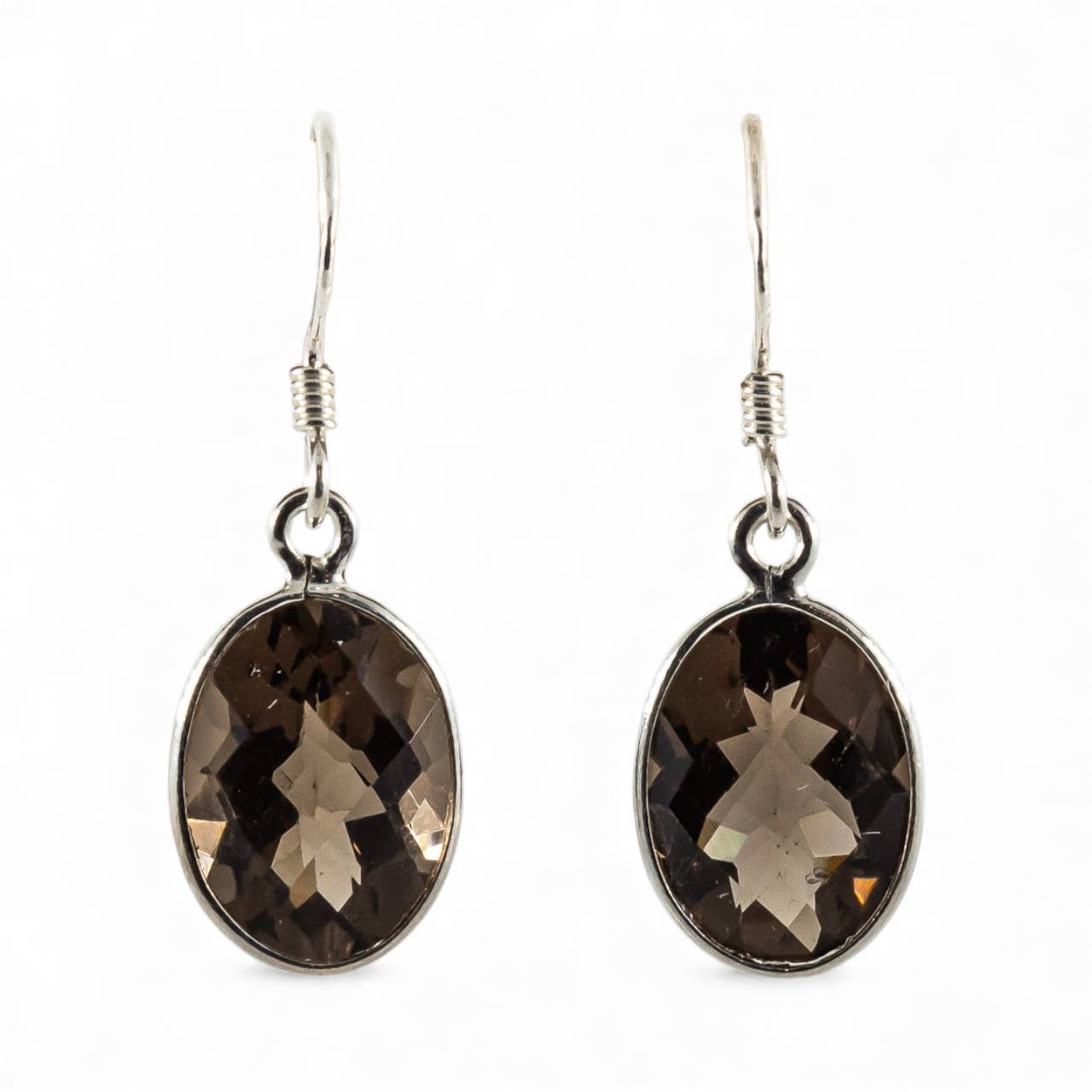 Smoky Quartz Sterling Silver Dangle Earrings