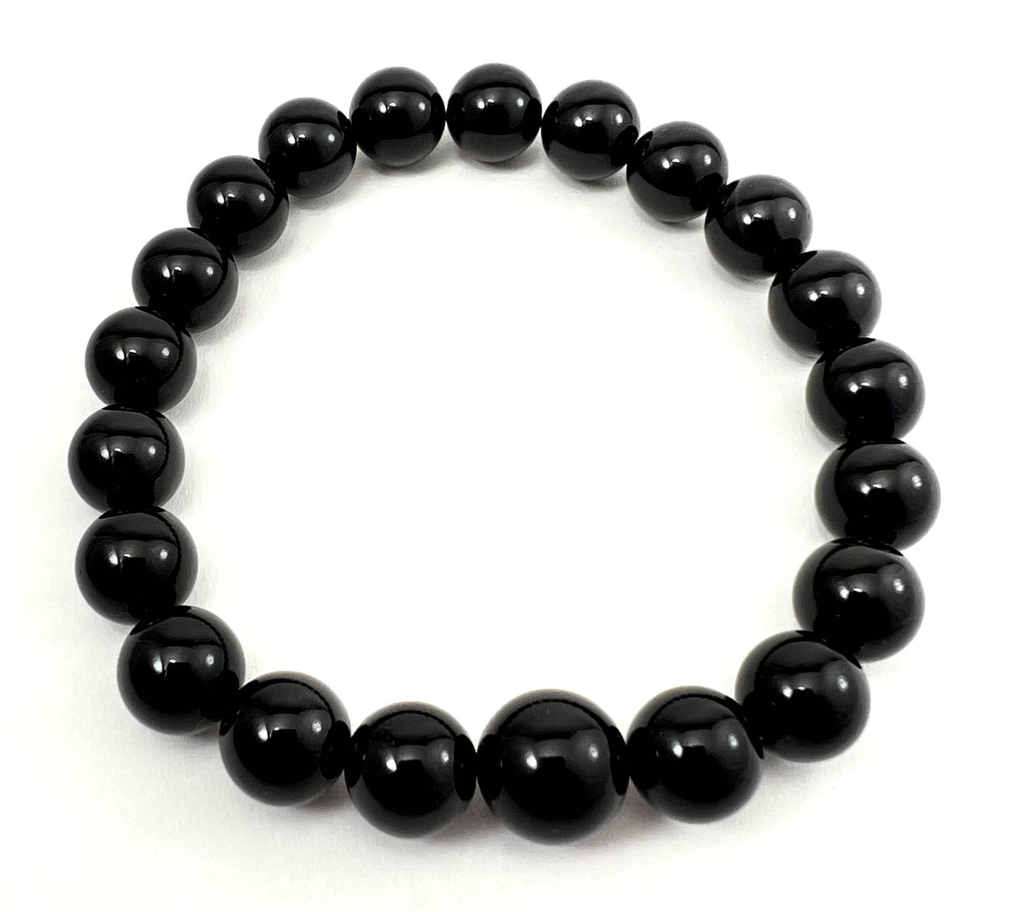 Beaded Bracelet 10 - Long Size Black Obsidian Wrist Mala 10mm