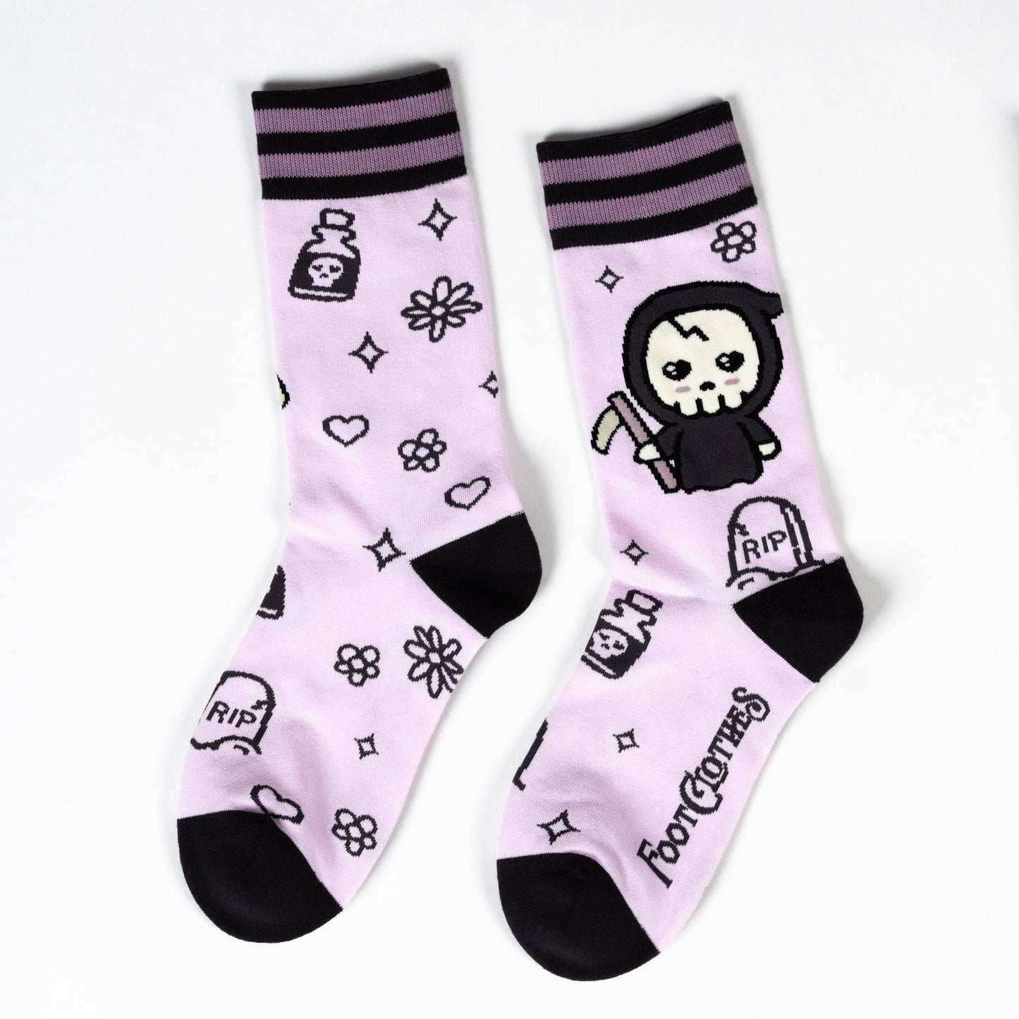 Socks - Foot Clothes - Pastel Goth Grim Reaper Crew