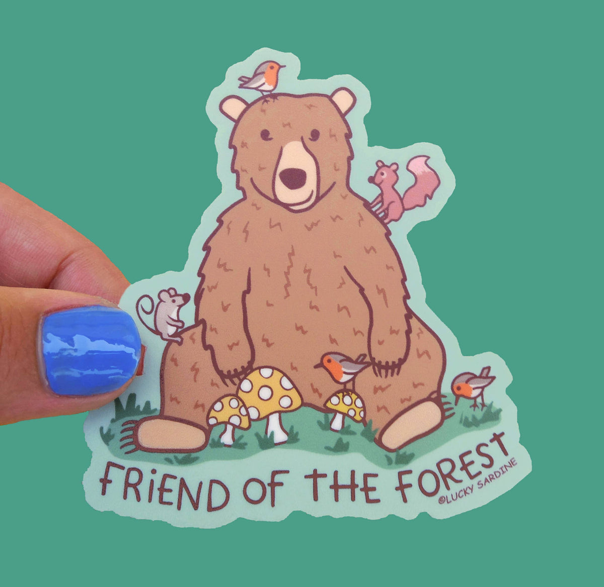 LS - Bear & Friends, Friend of the Forest, Mushroom Vinyl Sticker