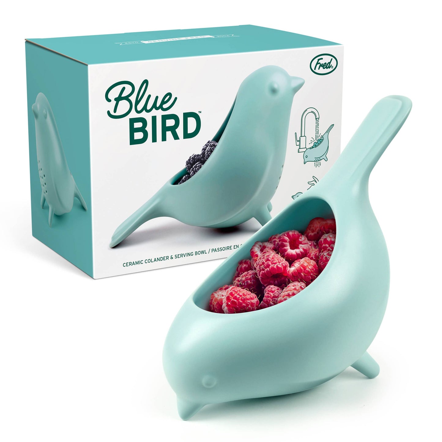 Blue Bird - Ceramic Berry Colander