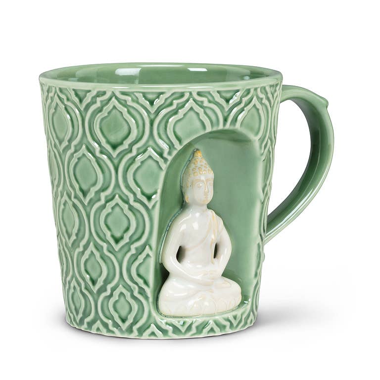 Emboss Taper Mug with Buddha-4"H(14oz)